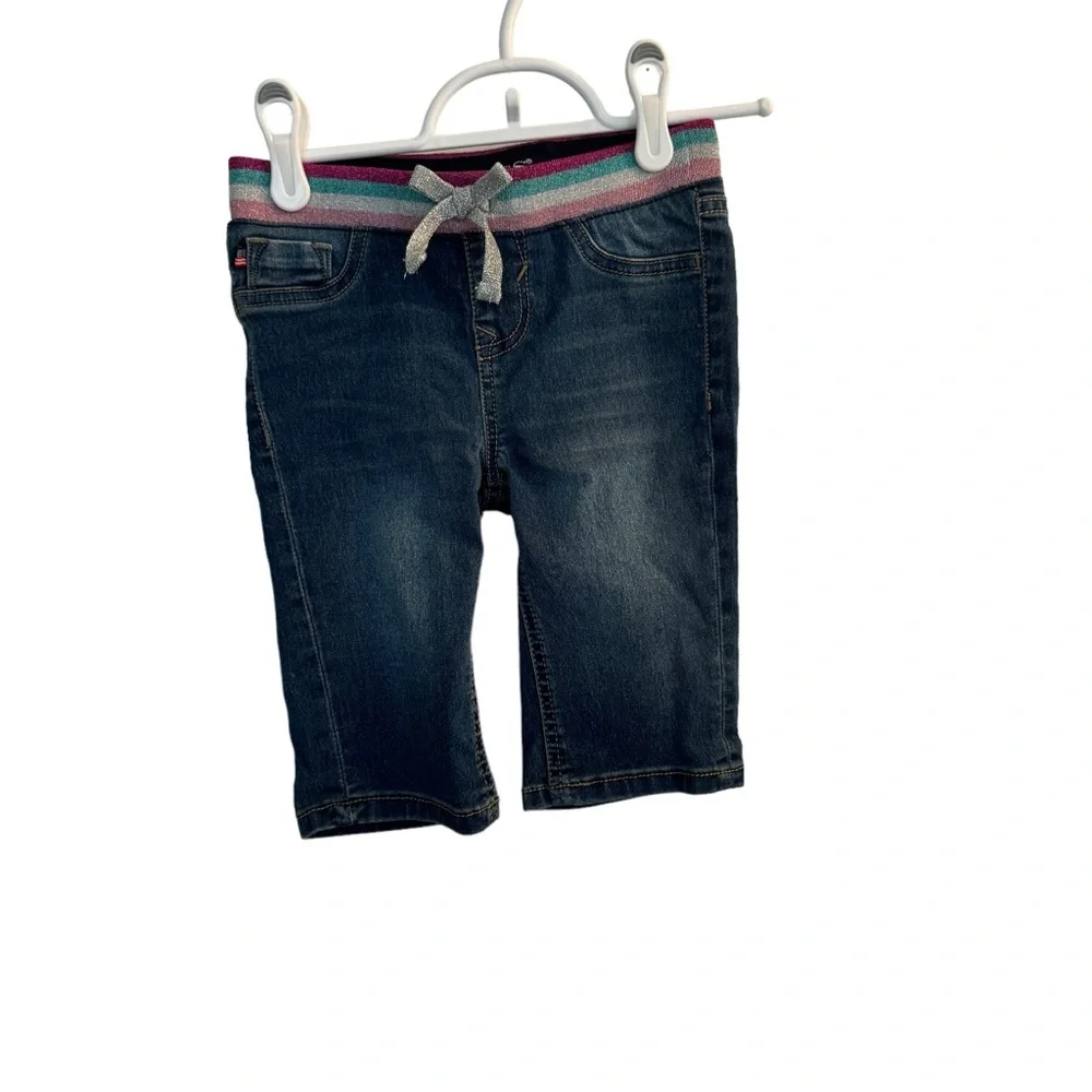 Vigoss Shorts Girls XS Blue Denim The Thompson Bermuda Glitter Elastic Waist